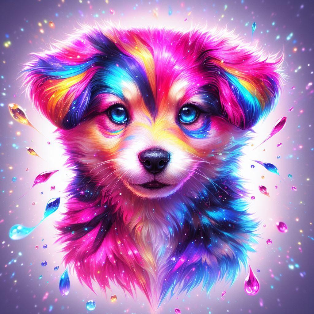 Rainbow Puppy Portrait