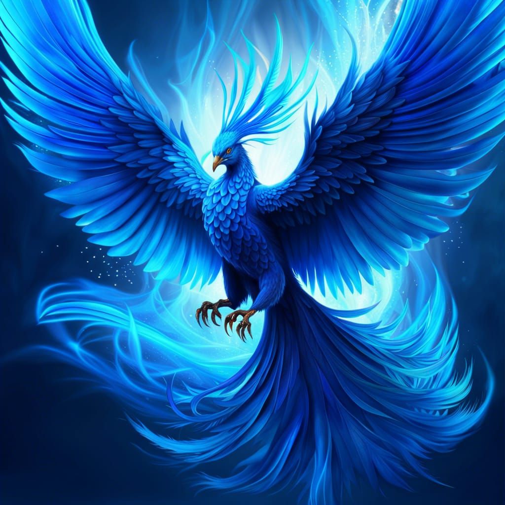 The Blue Phoenix - AI Generated Artwork - NightCafe Creator