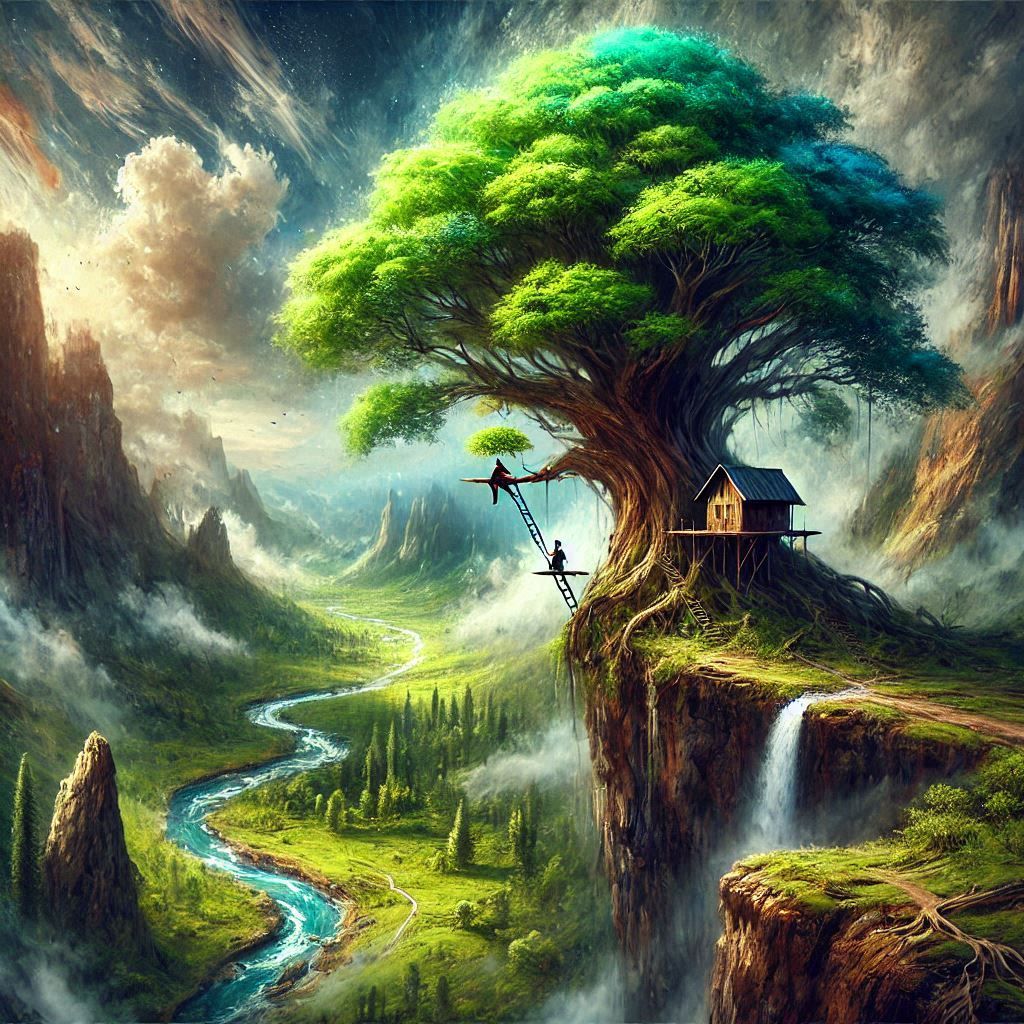 Tree house on the cliff