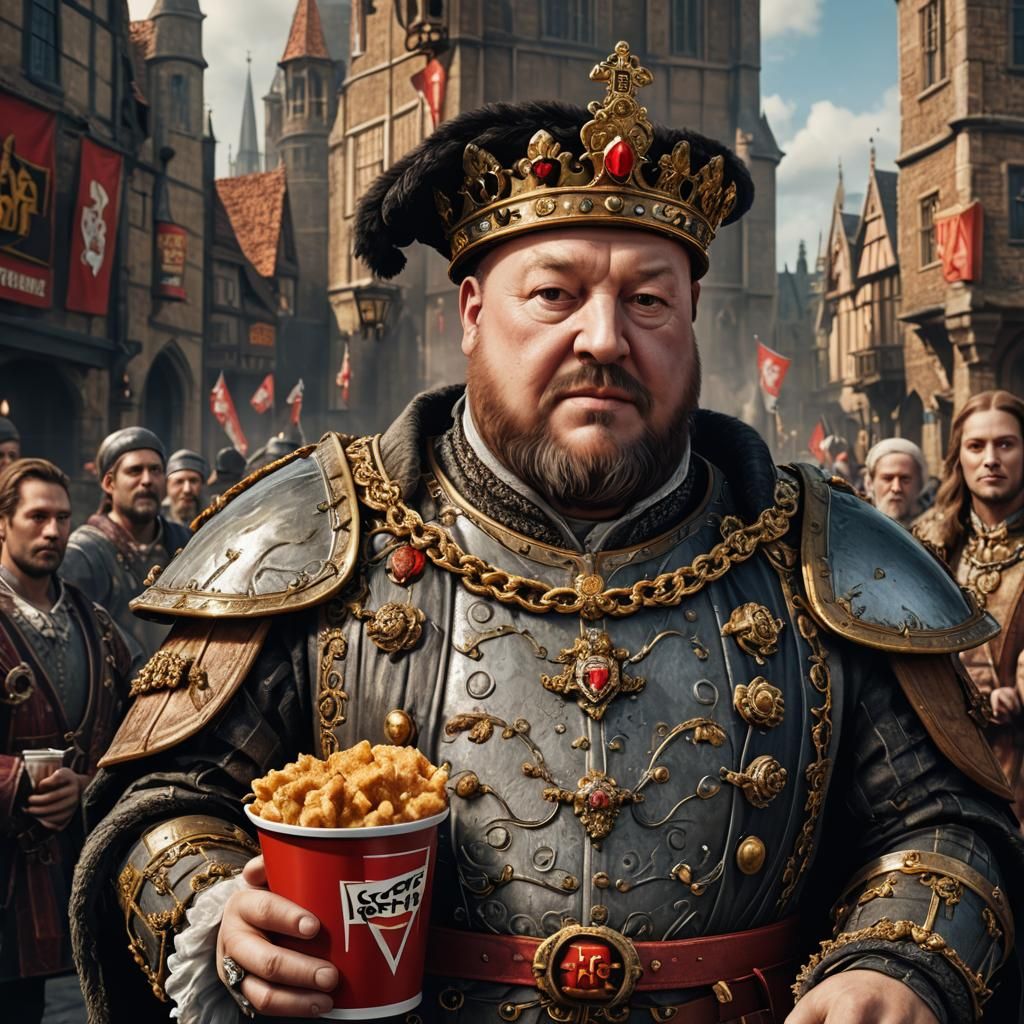 King Henry VIII holding KFC bargain bucket  by @Art4Everyone