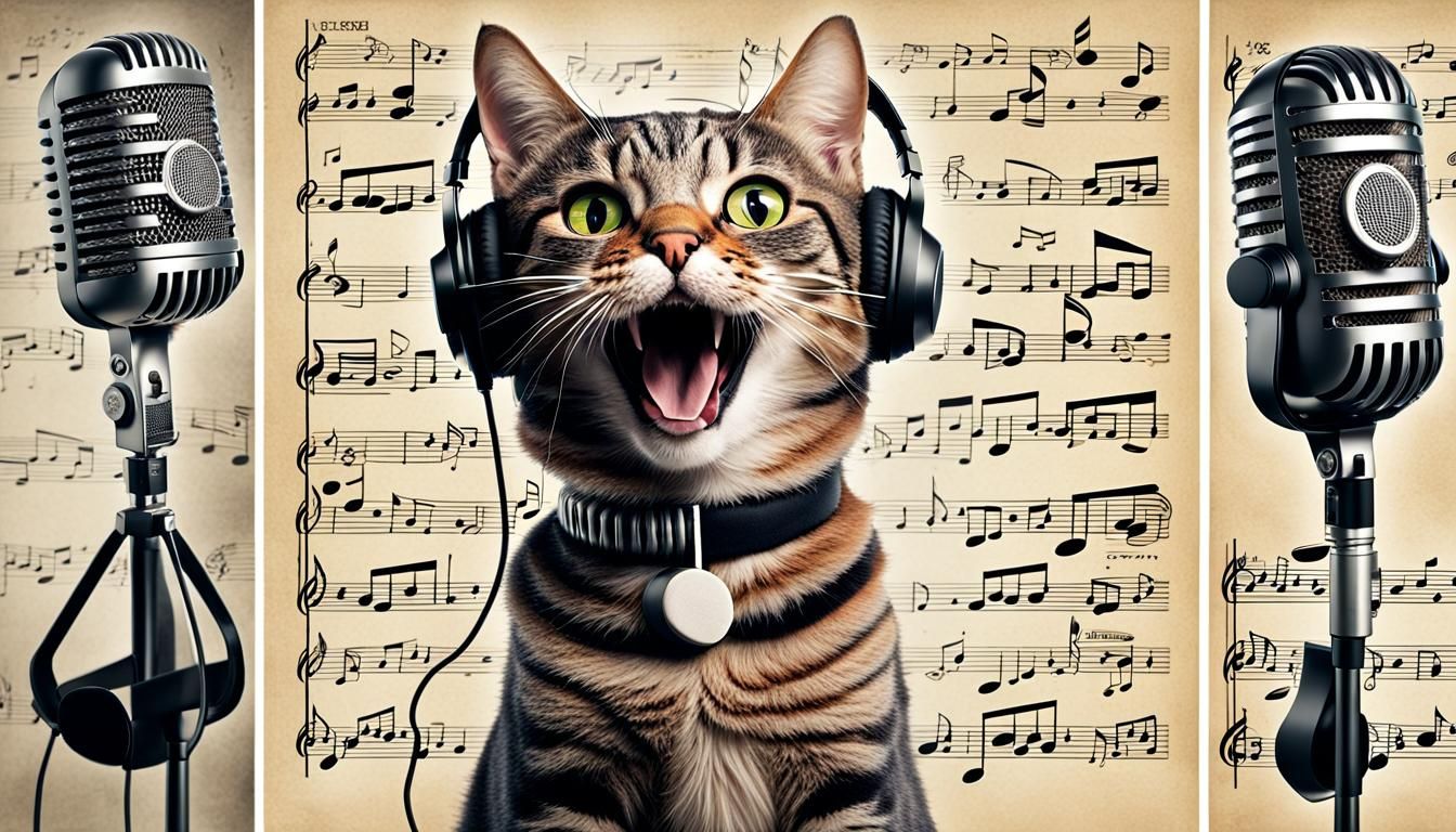 Music notes, Singing cat