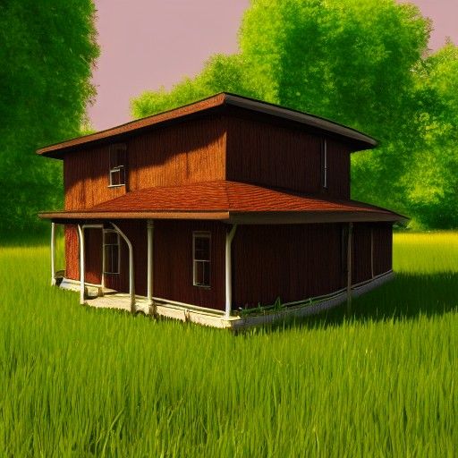 house in big green Feld