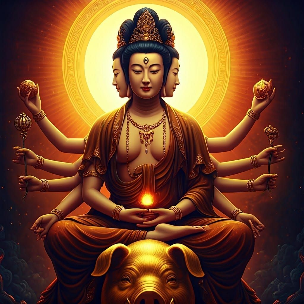 Marichi Bodhisattva: Divine Radiance in Hyperreal Detail
