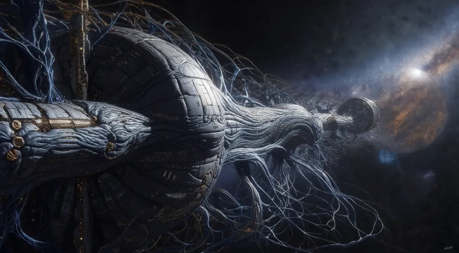 Bio-organic sentient space station named  Eryndor, orbiting a distant exoplanet.