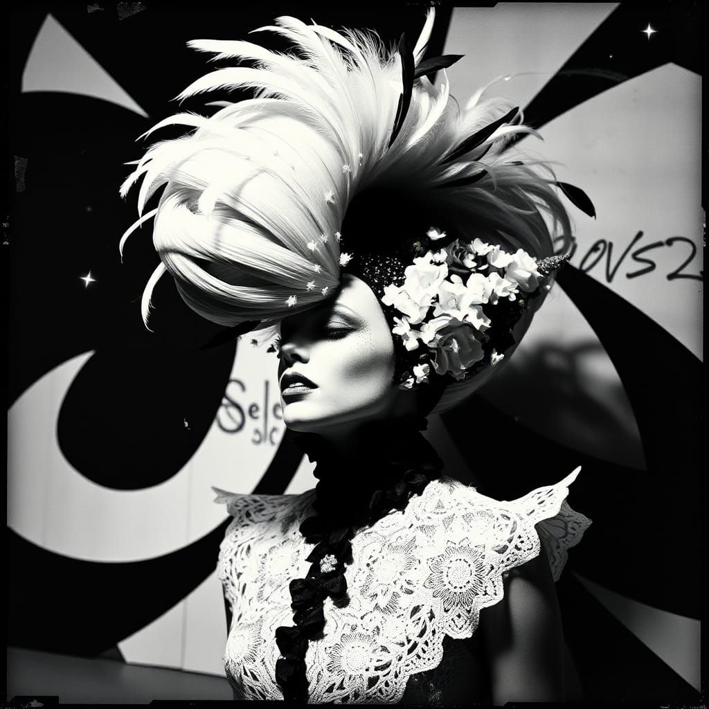 Create a black and white photogram-style image inspired by a...