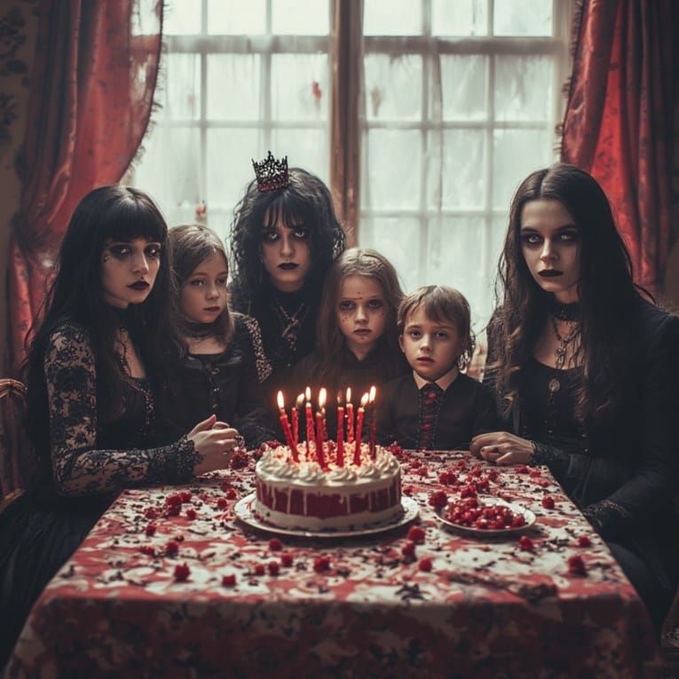 Birthday party with raspberries