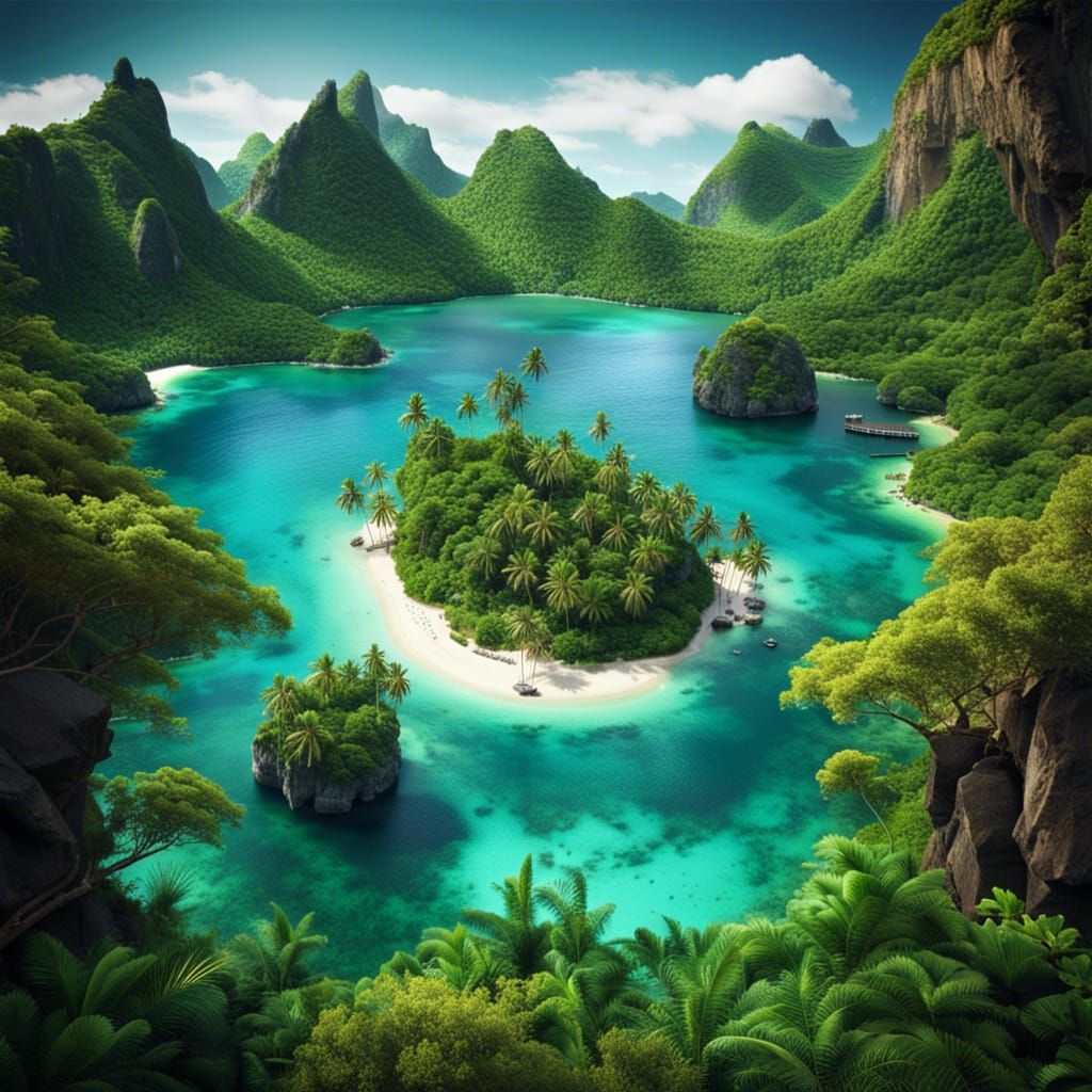 Stunning view of lush tropical islands   by @Scribie