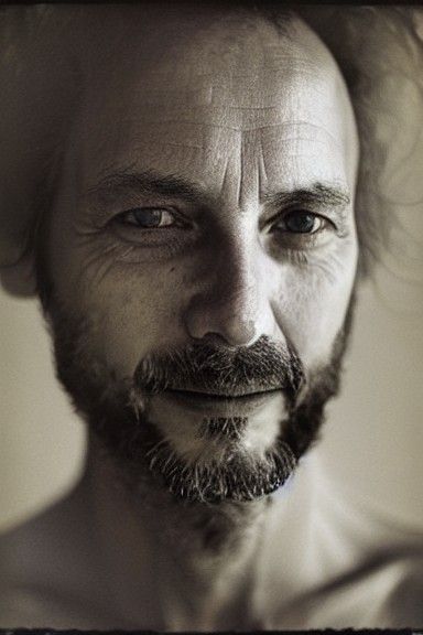 portrait of a man with deep joy and compassion, wholeness an...