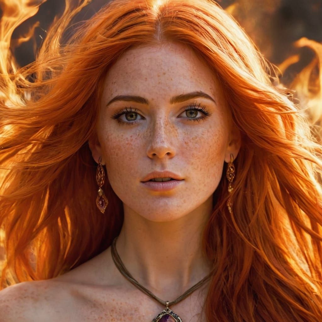 A fiery-haired sorceress