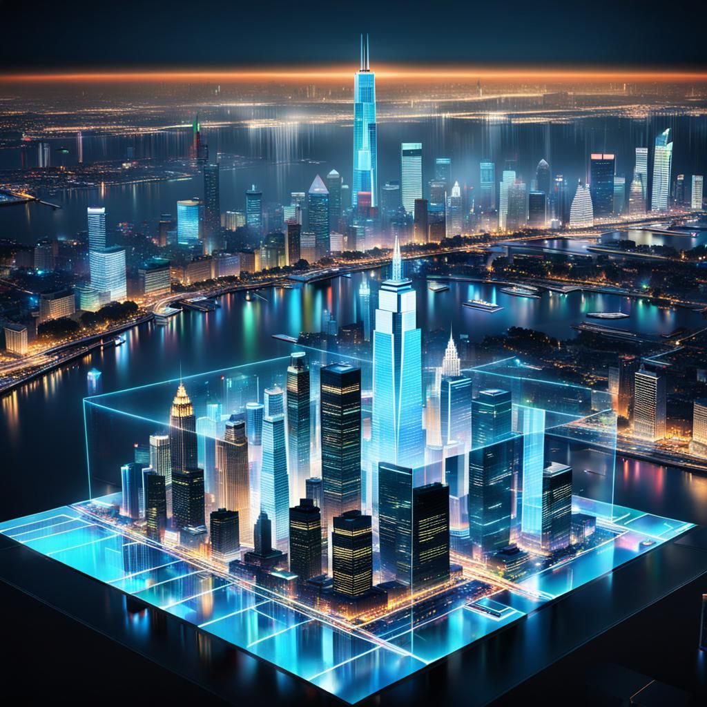 Cyberpunk Cityscape Hologram
