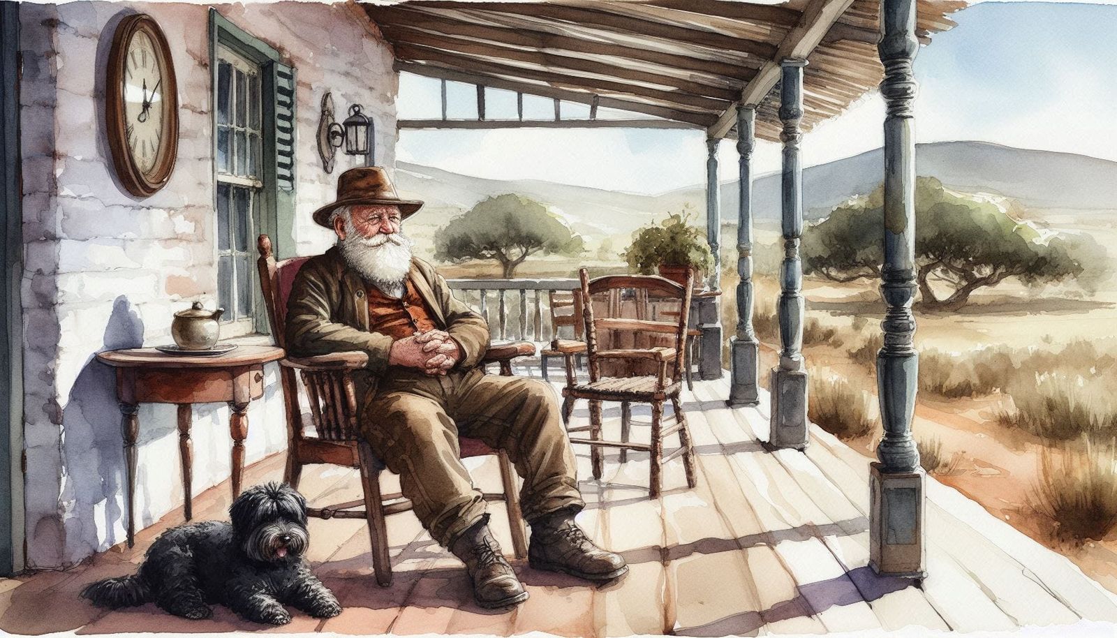 Oupa en Ouma sit op die stoep...