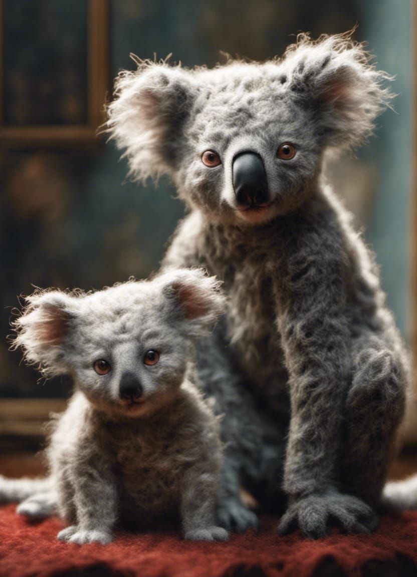 Koala with his youngest - AI Generated Artwork - NightCafe Creator