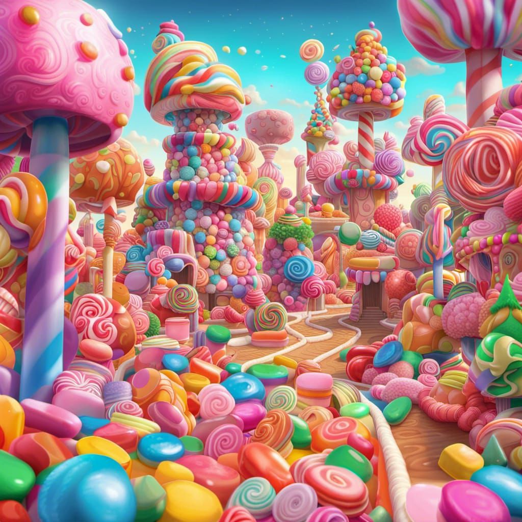 Candy shops in candy city - AI Generated Artwork - NightCafe Creator