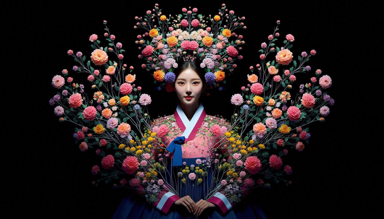Korean women's hanbok and flower photo shoot...