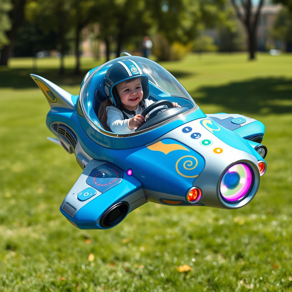 Futuristic toy starship for kids, soft materials, flying machine, awesome design, kids can drive safetly ...  by @Omarito 