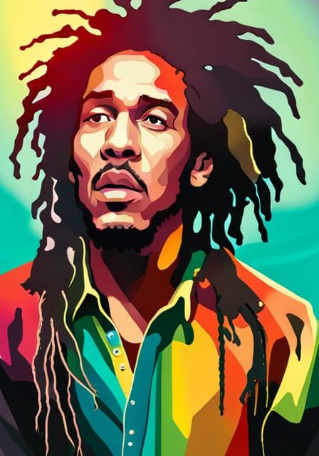 Pixel art painting of Bob Marley, psychedelic art, portrait, 8k ...