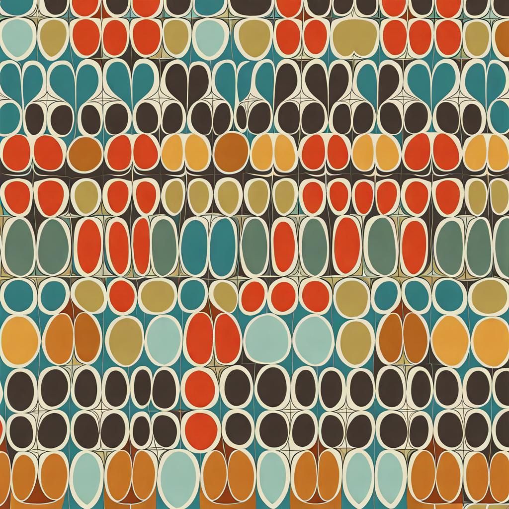 Ogee pattern in mid century colors. --q1.2 - AI Generated Artwork ...