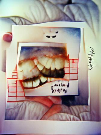 My teeth keep falling out smiling self portrait polaroid