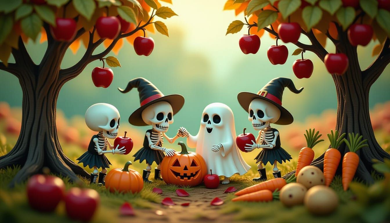 Gothic Harvest Festival: Cute Skeletons and Ghosts