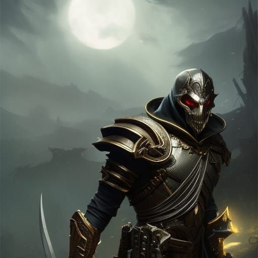 skeleton warrior in the moonlight