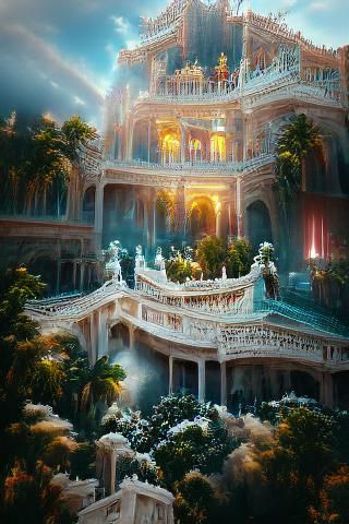 Beautiful palace in heaven 8k resolution holographic astral ...