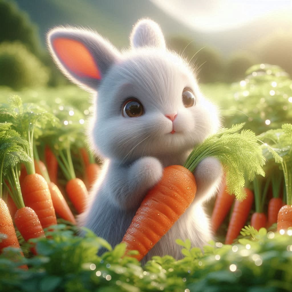 cute bunny and carrots