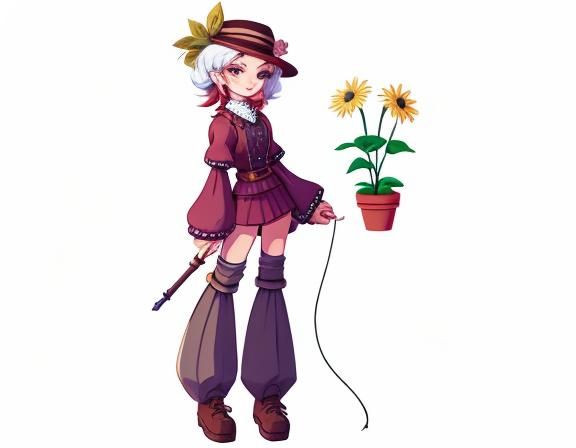 Light European hot girl style Botanist character(cute art st...