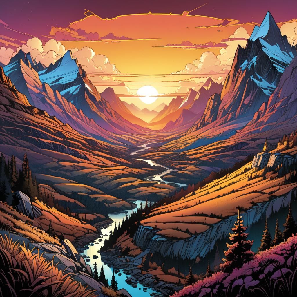 Hyper detailed comic-book cel-shaded illustration masterpiec...