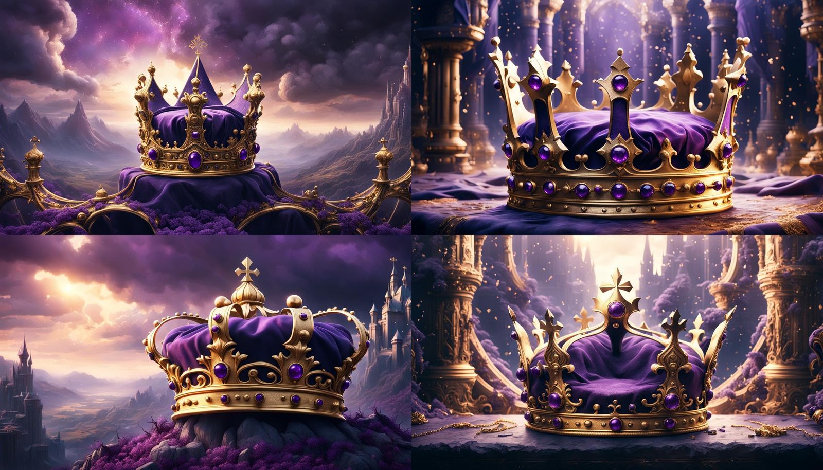 Ornate Gold Crown in Royal Purple