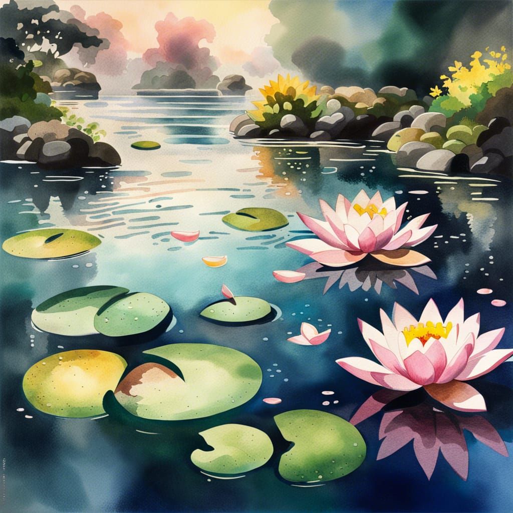 Water Color Painting Zen River  by @ShadyMcCheeks