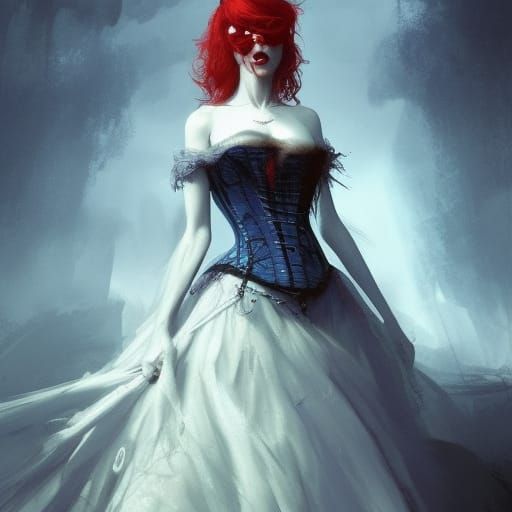 Blue Beard. Indigo highlights. Skeleton key. Tight corset. B...