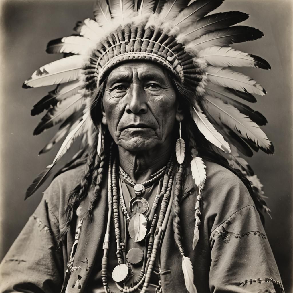 Black and white portrait of native American chief - AI Generated ...