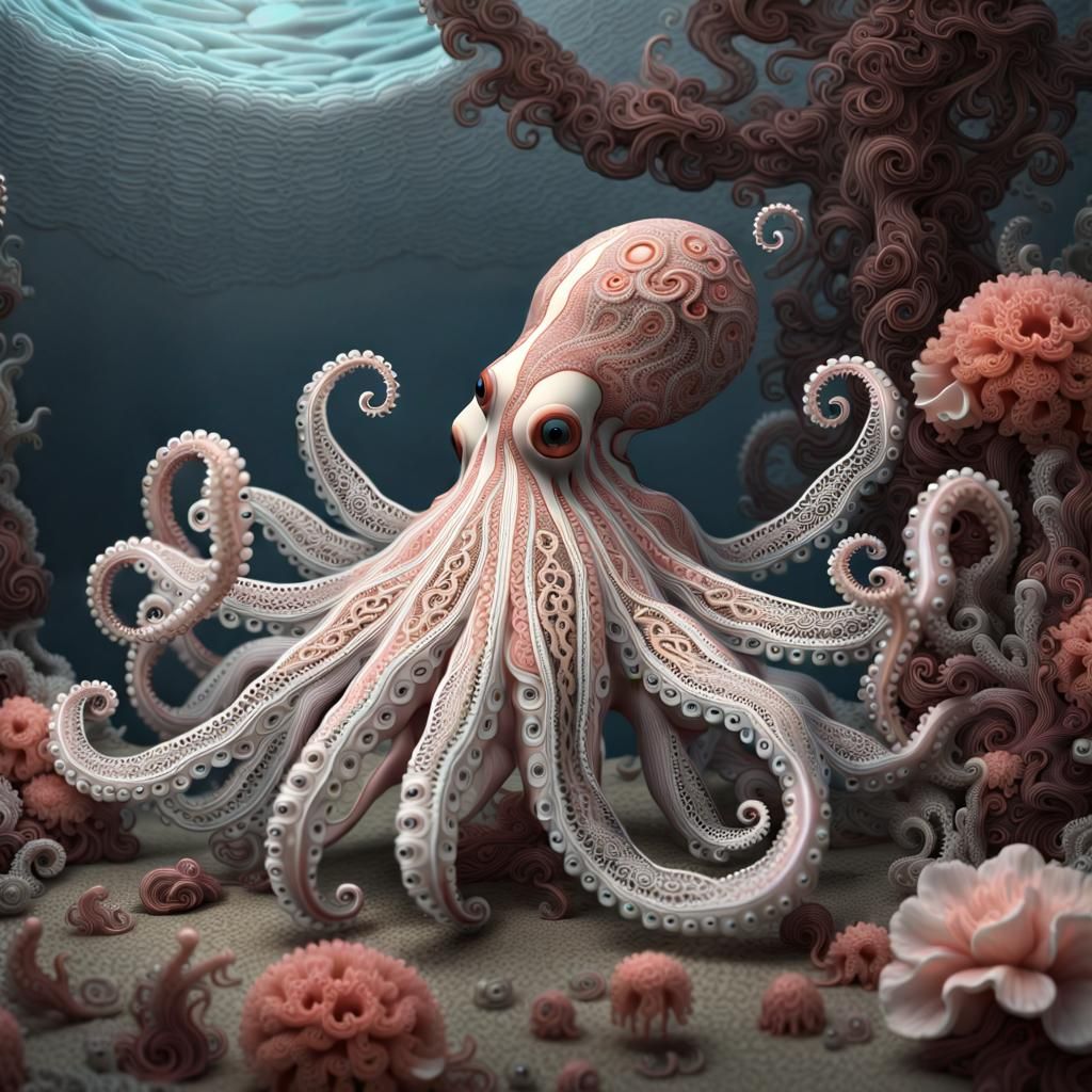 Lace cephalopod   by @Tiny Pearl Cat