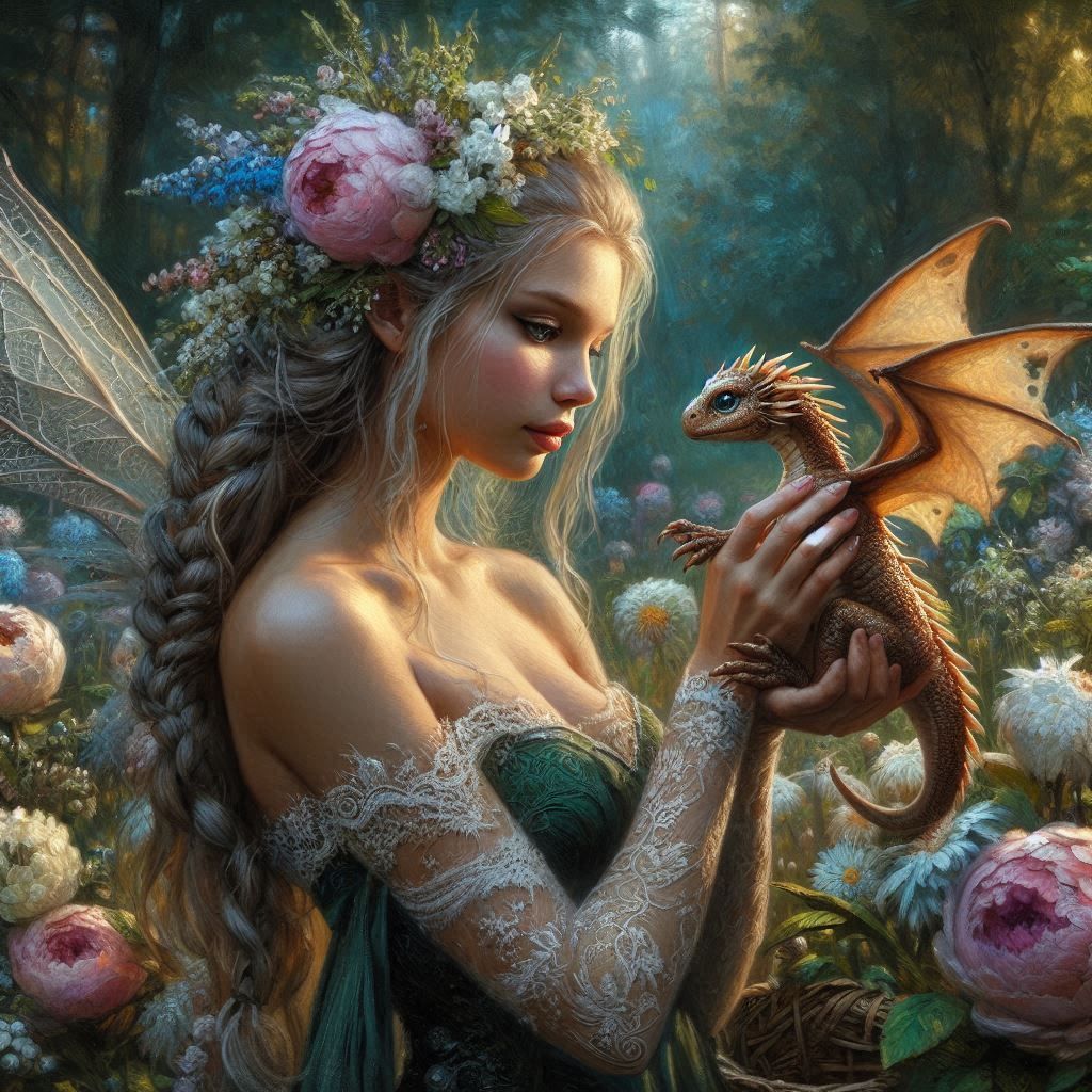 Fairy and baby dragon