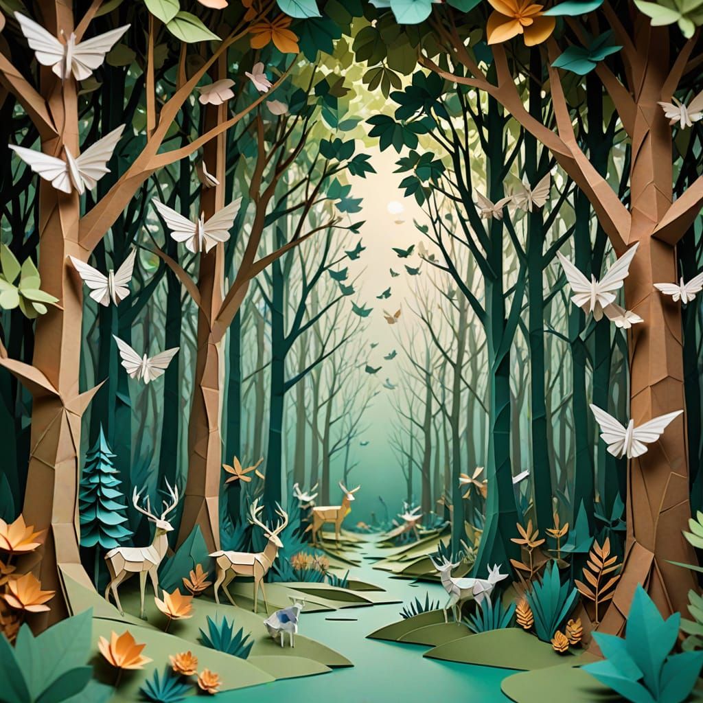 A forest made entirely of paper. 