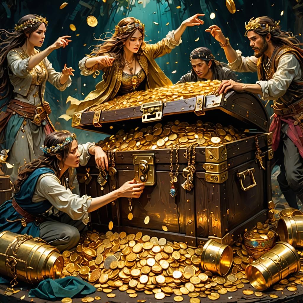 Gold Rush: A Treasure Chest Ignites Greed - AI Generated Artwork ...