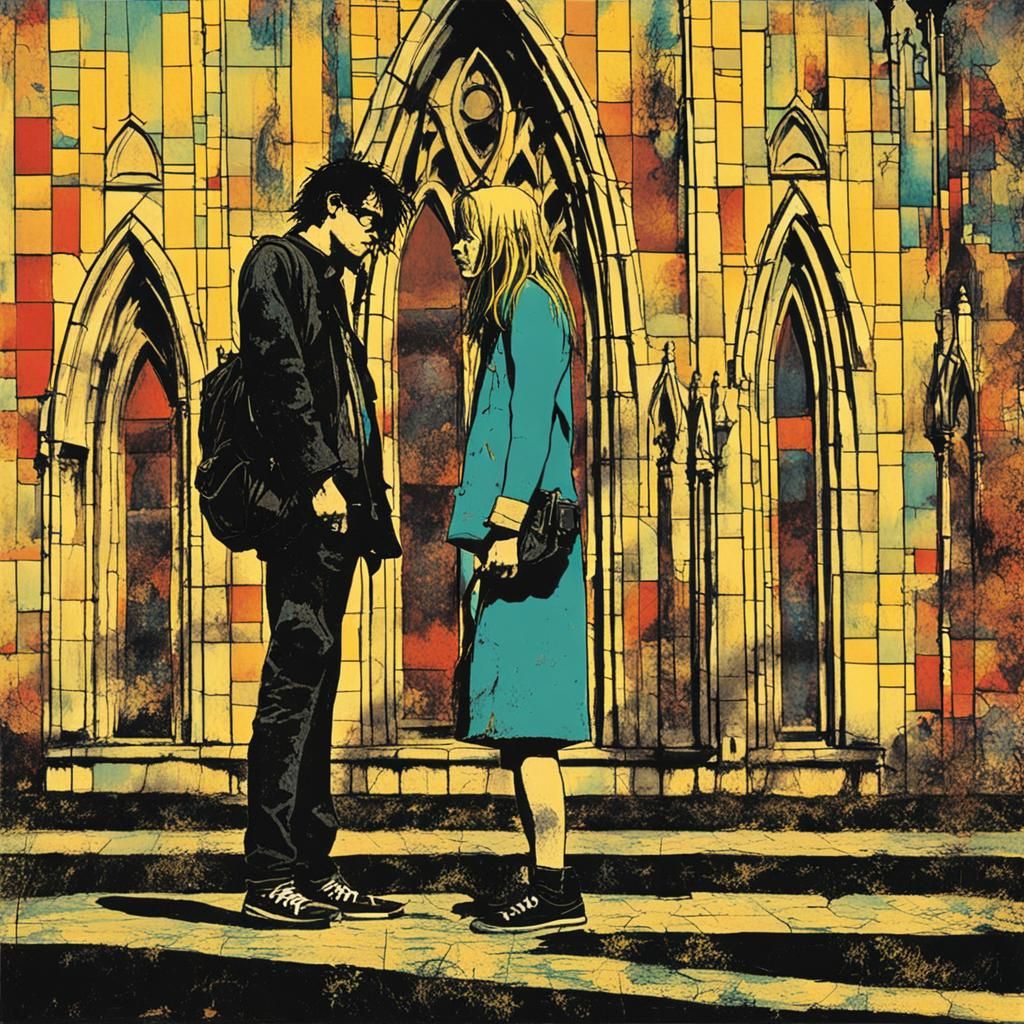 Kiss in Gouache Style, Impressionist Masterpiece