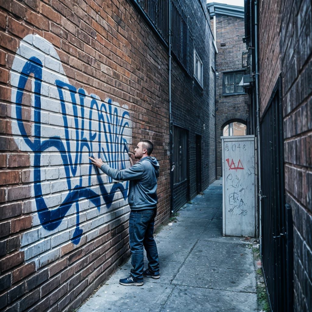 Urban Graffiti Artist in Alleyway
