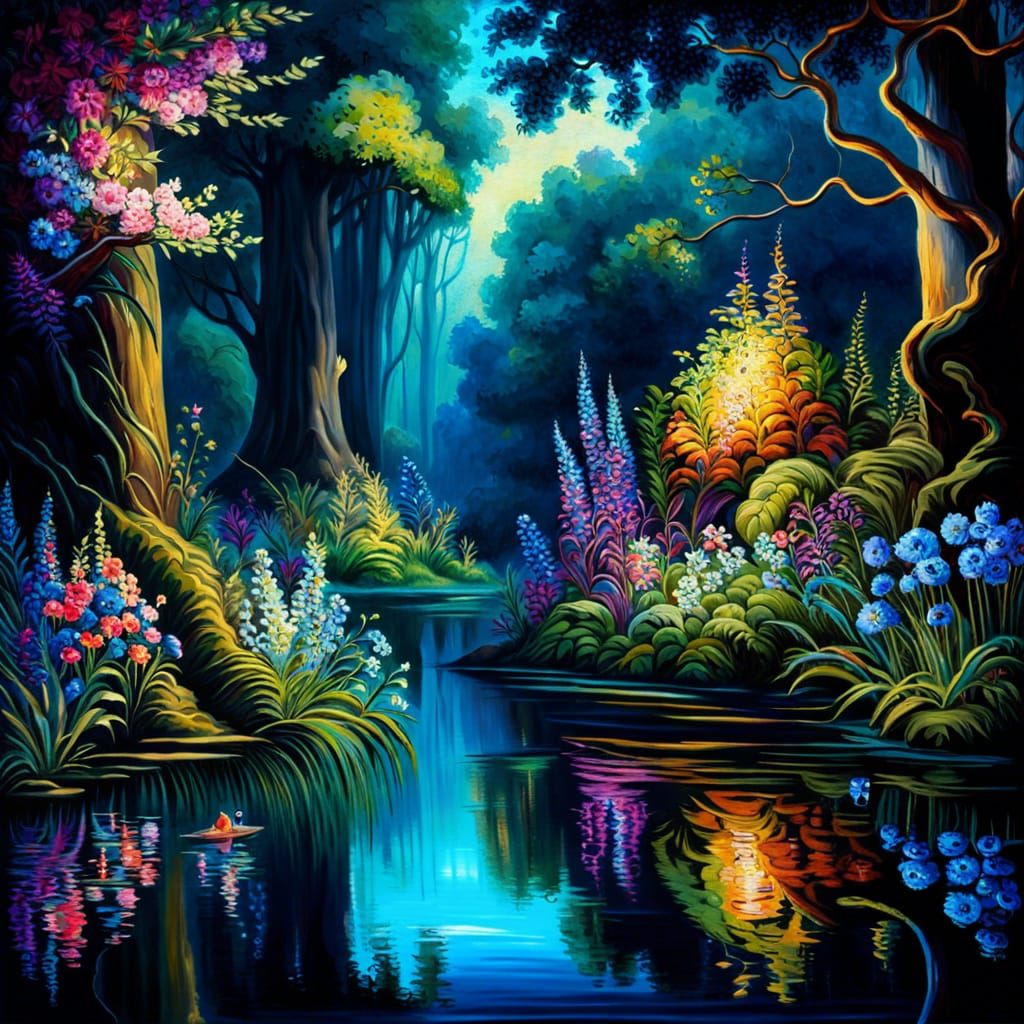 Enchanted forest blooms - AI Generated Artwork - NightCafe Creator