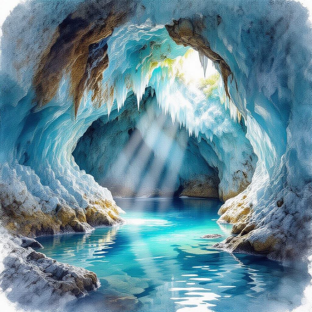 Grotte de cristal
Style aquarelle réaliste  by @Nemelyne