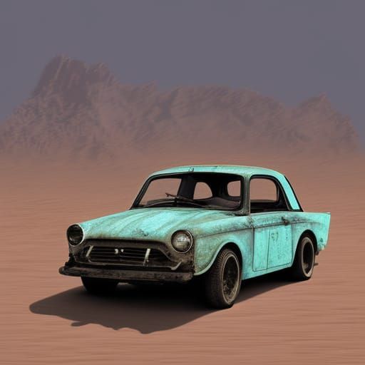 trabant 601 as a madmaxcar. hyperdetailed and hyperrealism