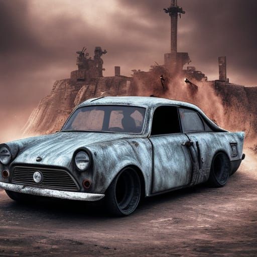 trabant 601 as a madmaxcar. hyperdetailed and hyperrealism