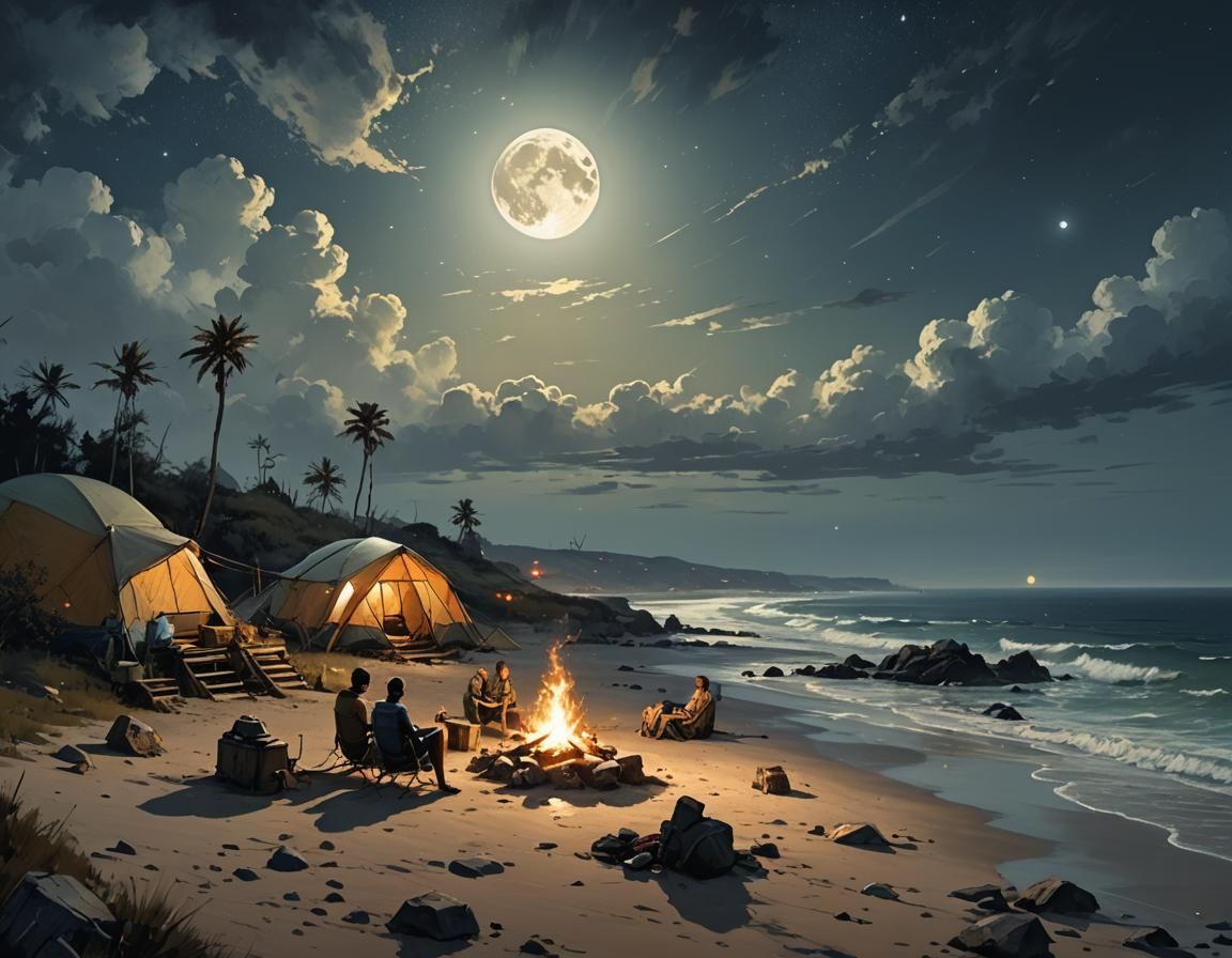 The Perfect Camping Spot by the sea with camp fire   by @Jarka Carta