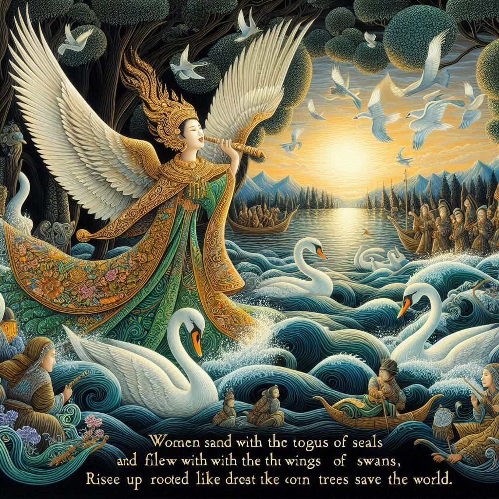 Women with iridescent, seal-like voices and majestic swan wings