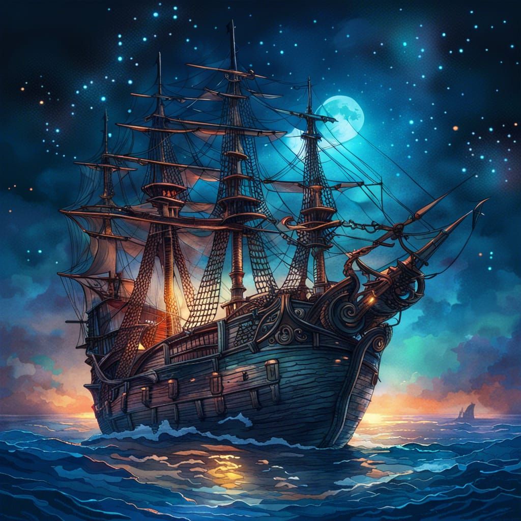 Pirate ship glowing with magic  by @theBrand Games