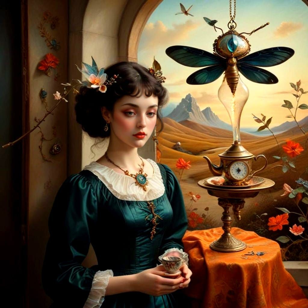 Ethereal Lady in Whimsical Wonderland