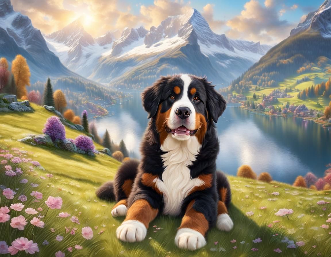 Bernese mountain dog in Switzerland