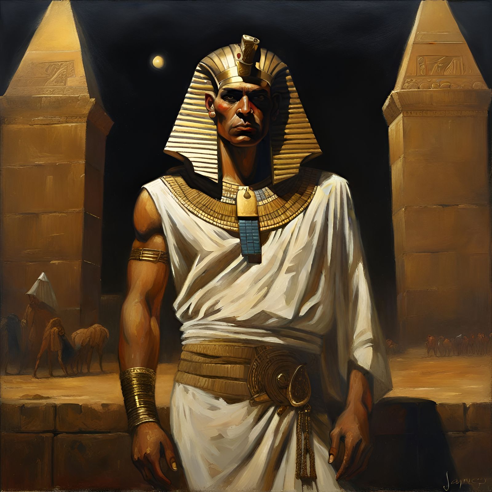 Pharaoh at night - AI Generated Artwork - NightCafe Creator