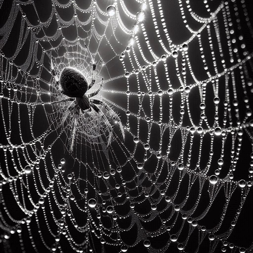 Spider and Web in Black and White