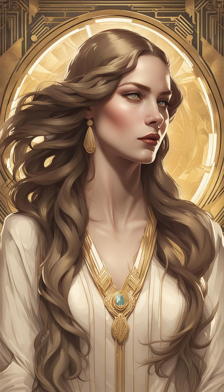 <lora:Art Deco:1.0> vintage woman with long hair 1920’s era ...